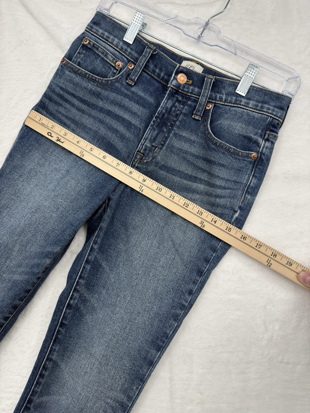 J Crew 9” Toothpick Jeans 25 Womens Blue Denim Raw Hem