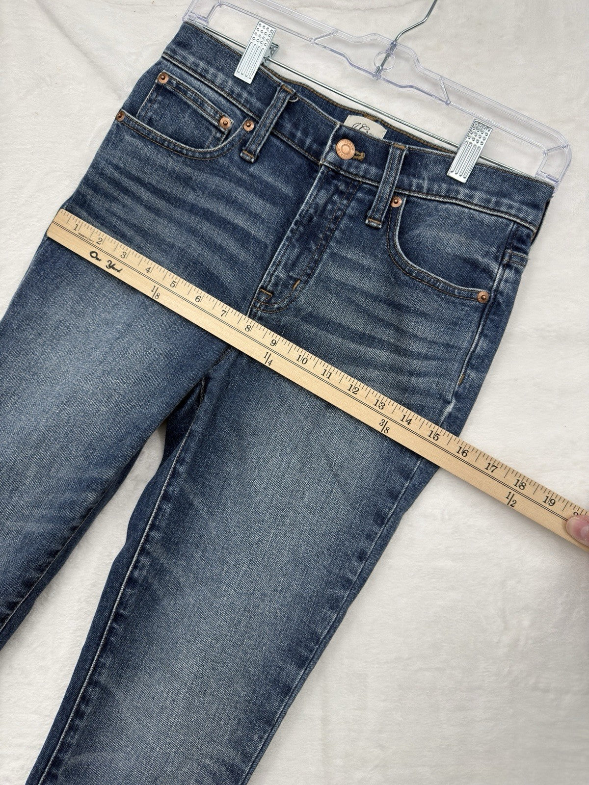 J Crew 9” Toothpick Jeans 25 Womens Blue Denim Raw Hem