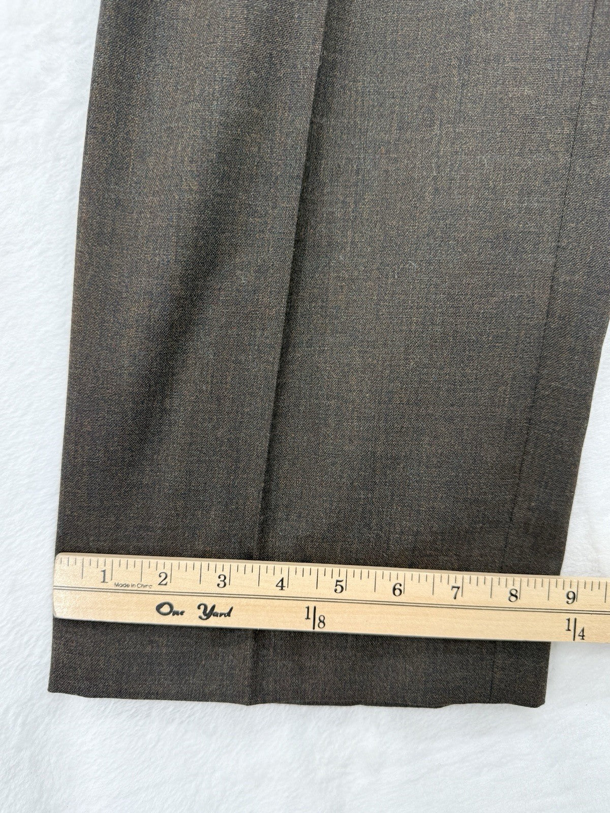 Vintage LL Bean Mens Pants 32x28 Brown 100% Wool Made In USA Pleated