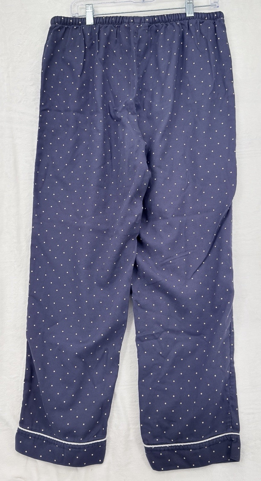 LL Bean Pajama Pants Womens Large Blue Polka Dot 100% Cotton Knit