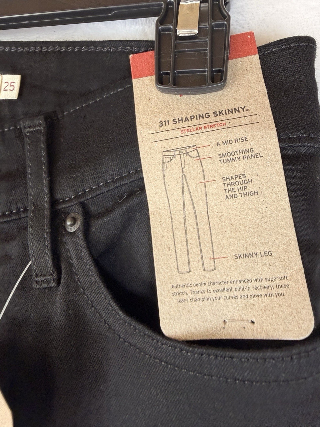 Levis 311 Shaping Skinny Jeans 25 Womens Black 25x30 New NWT