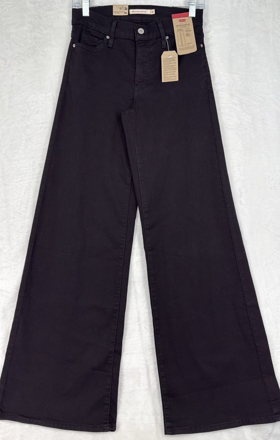 Levis 318 Shaping Wide Leg 26 Jeans Black 26x32 Womens New NWT