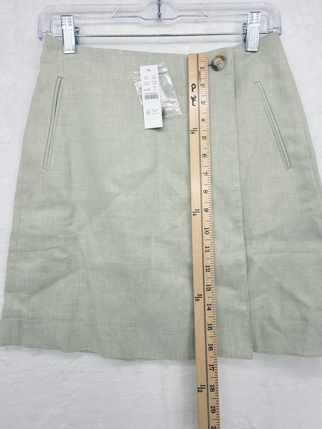 J Crew Wrap Mini Skirt 0 Womens Linen Stretch Short Light Sage Green New NWT