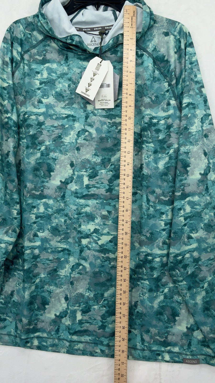 Ascend Hooded Performance Shirt XL Mens 3D Cool Camo Green Long Sleeve  New NWT