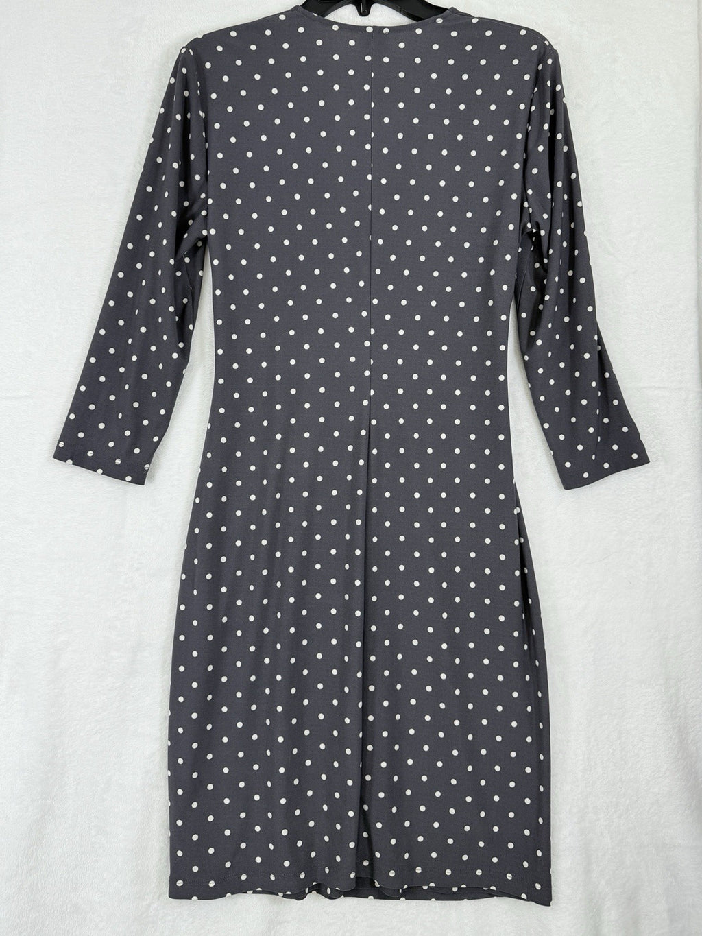 Anne Klein Faux Wrap Dress 6 Gray Polka Dot Women