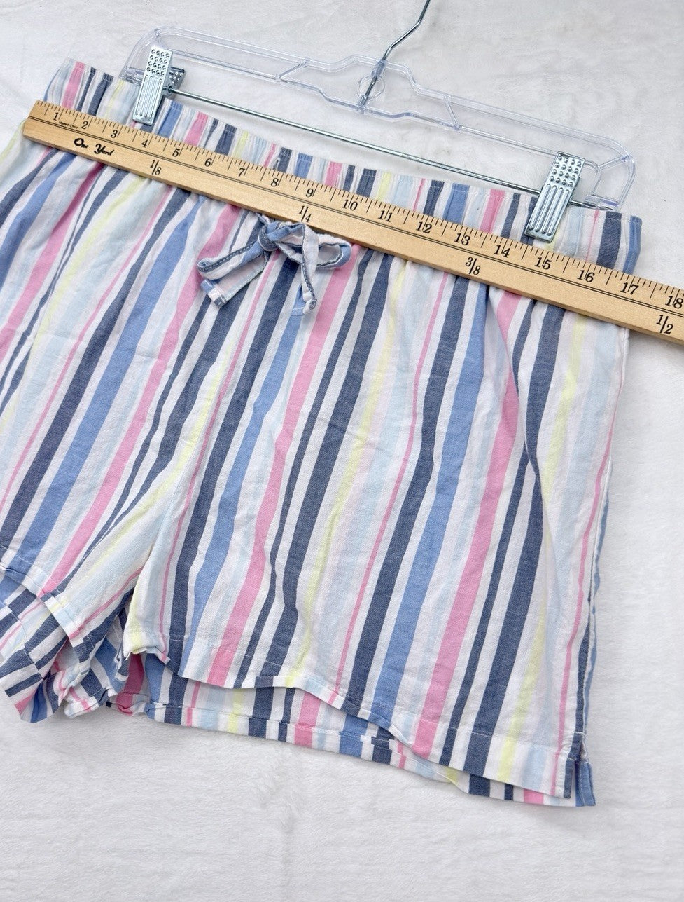 Gap Body Pajama Shorts Large Womens 100% Cotton Poplin Blue Pink Striped Womens