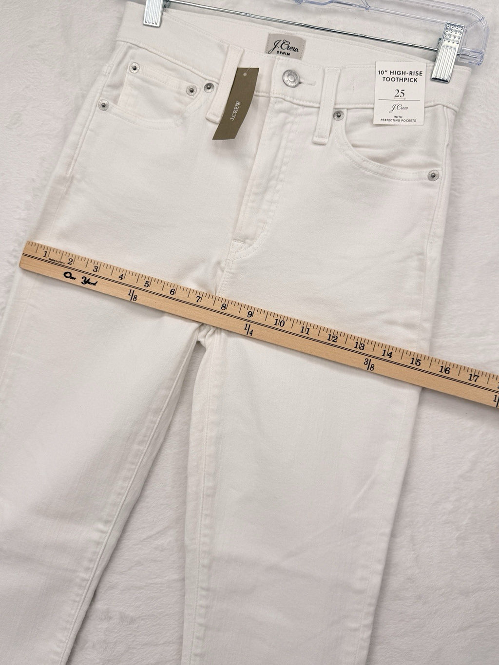 J Crew High Rise Toothpick Jeans 25 White Raw Hem 10” Womens Denim New NWT