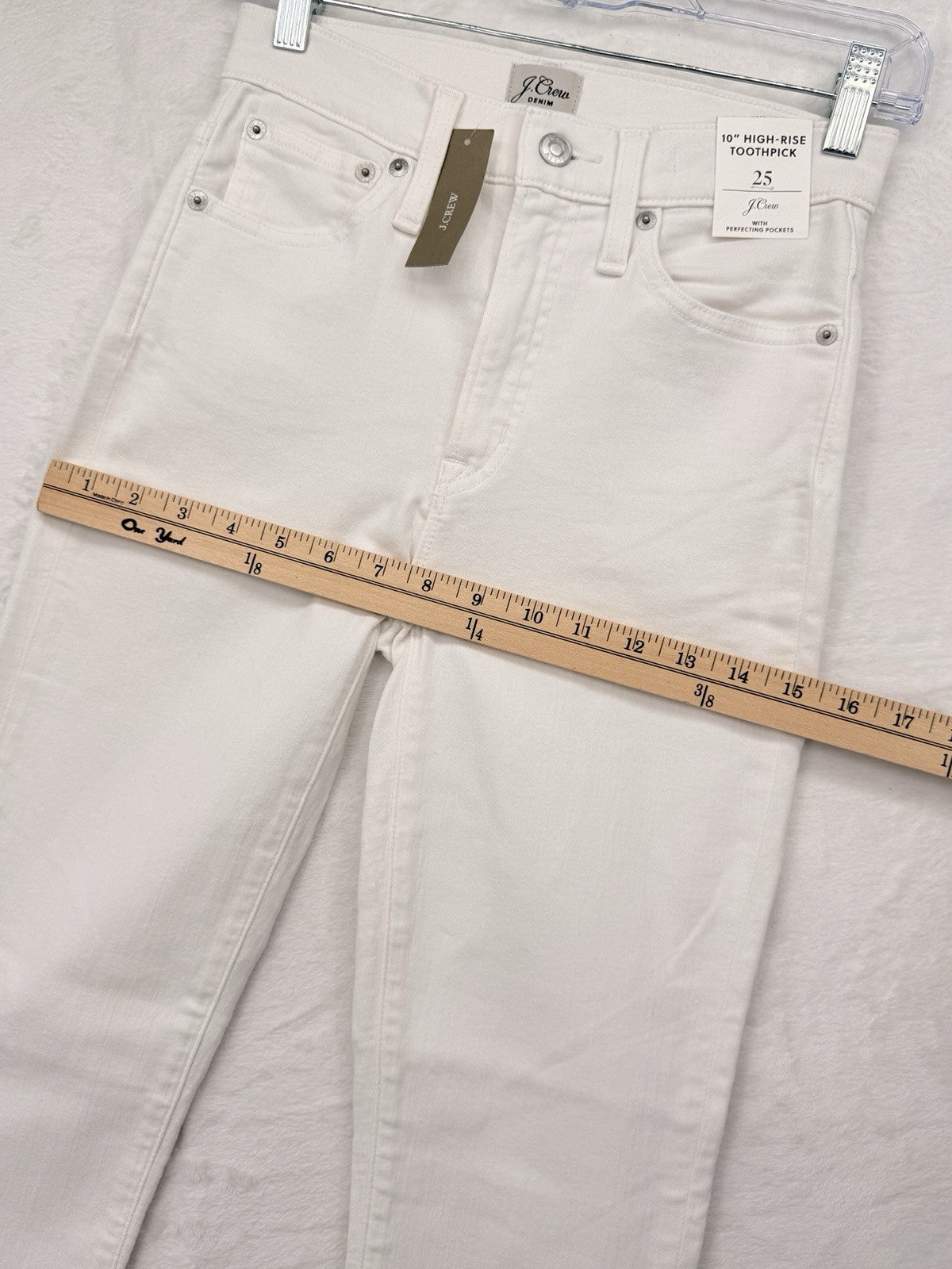 J Crew High Rise Toothpick Jeans 25 White Raw Hem 10” Womens Denim New NWT