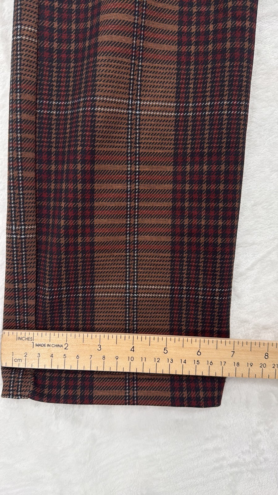 Sanctuary Anthropologie Pull On Pants XS Women Brown Plaid Stretch Straight Slim