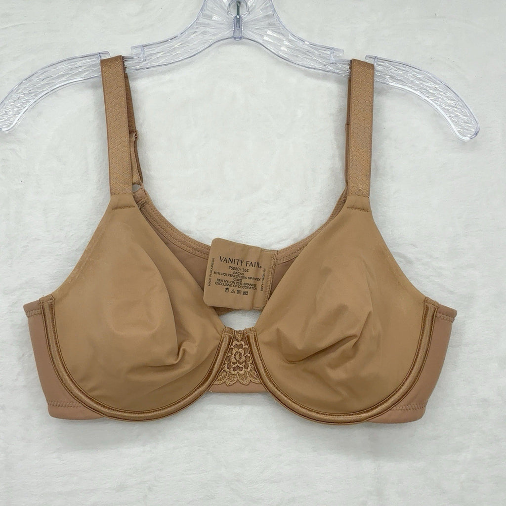 Vanity Fair Bra 36C Underwire Back Smoothing Beige Backs 76080 Womens *Flaw