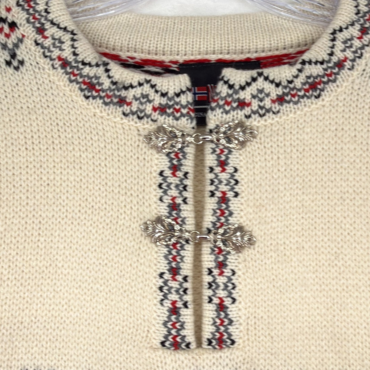 Northway Nordic Sweater Wool Medium Mens Cream Fair Isle Pullover Norway