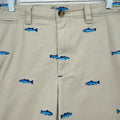 LL Bean Chino Trout Shorts 36 Mens Khaki Embroidered Fish Beige Classic Fit 9”