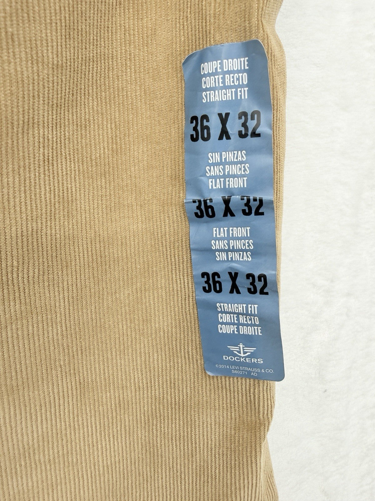 Dockers Pacific Collection Corduroy Pants 36x32 Straight Leg Fit Mens Beige New