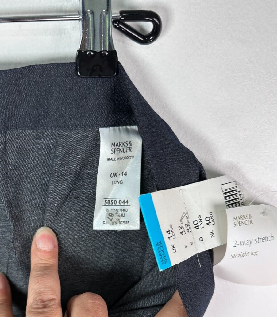 NWT Marks and Spencer Pants Gray Straight Leg Stretch UK 14 US 10 Long Womens