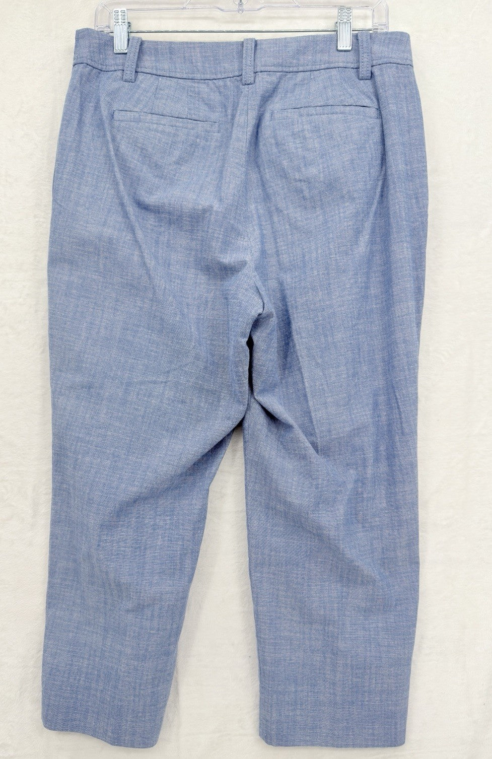 Talbots Perfect Crop Pants 8 Petite 8P Blue Chambray Cropped 100% Cotton Womens