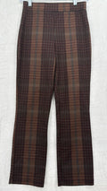 Sanctuary Anthropologie Pull On Pants XS Women Brown Plaid Stretch Straight Slim