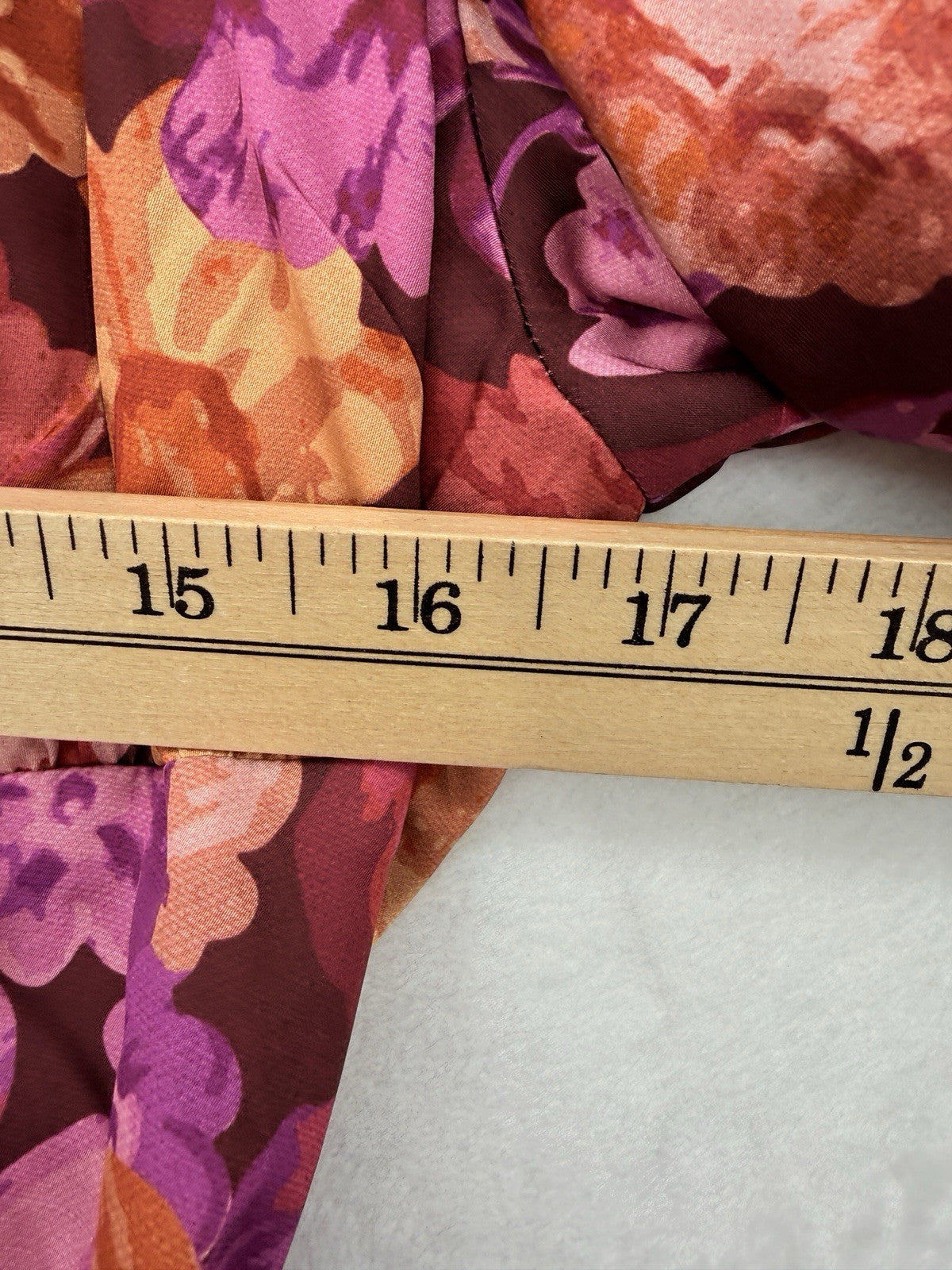 En Saison Crop Top Large Puff Long Sleeve Square Neck Floral New