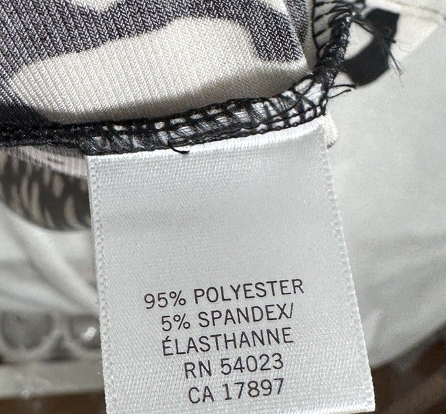 Banana Republic Dress Medium Sheath Black White V Neck 3/4 Sleeve Womens