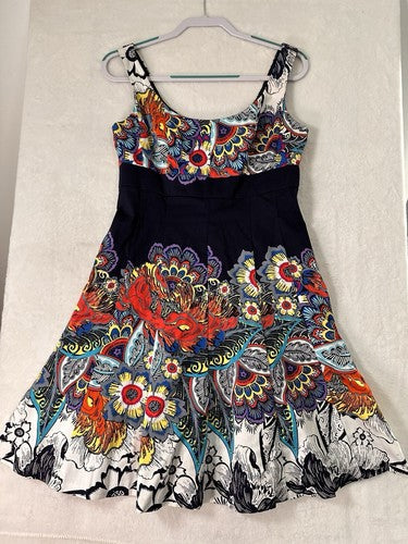 Nine West Navy Floral Sleeveless Fit & Flare Dress Womens NWT