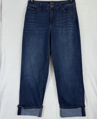 D. Jeans Size 8 Dark Blue Straight Leg Cuffed Womens D Jeans