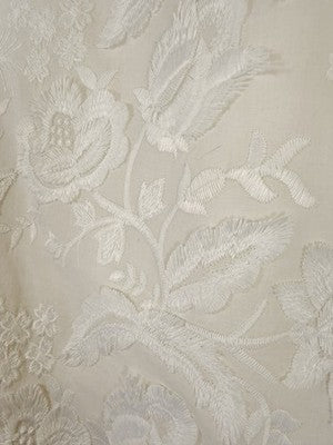 Talbots Top 2 Floral Embroidered 3/4 Sleeve Lined Ivory Womens Cotton