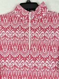 IBKUL Womens Long Sleeve Top Medium 1/4 Zip Mock Neck Pink Barbara Golf