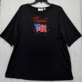 Quacker Factory XL American Flag Proud Womens Black Short Sleeve Sequined