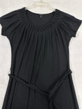 Talbots Dress Small Petite Black Knit Fit Flare Midi Short Sleeve Womens SP