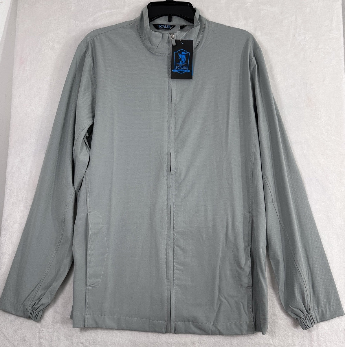 Scales Full Zip Jacket Mens Medium Fishing Windbreaker Gray UPF 30+ NWT $110 NEW