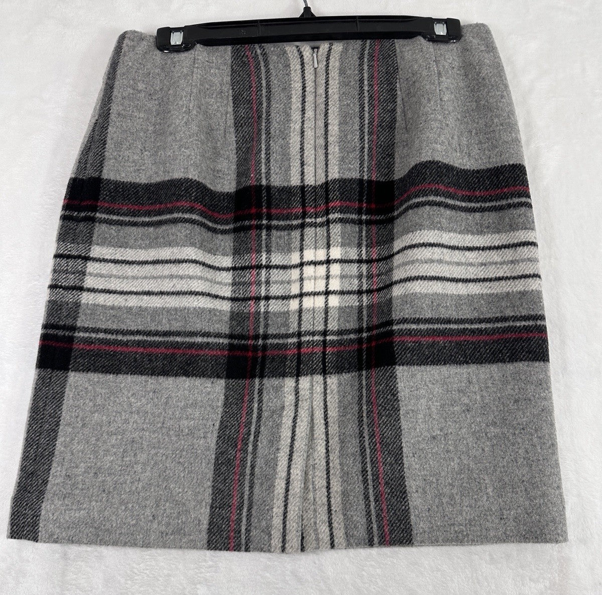 Vintage Talbots Skirt 10 Pencil A-Line Gray Plaid Wool Rabbit Hair Womens