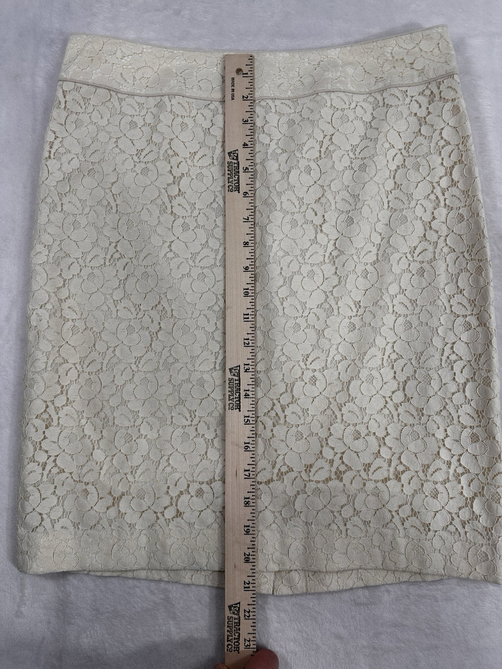 Talbots A Line Skirt 8 Petite Ivory White Lace Overlay Womens 8P