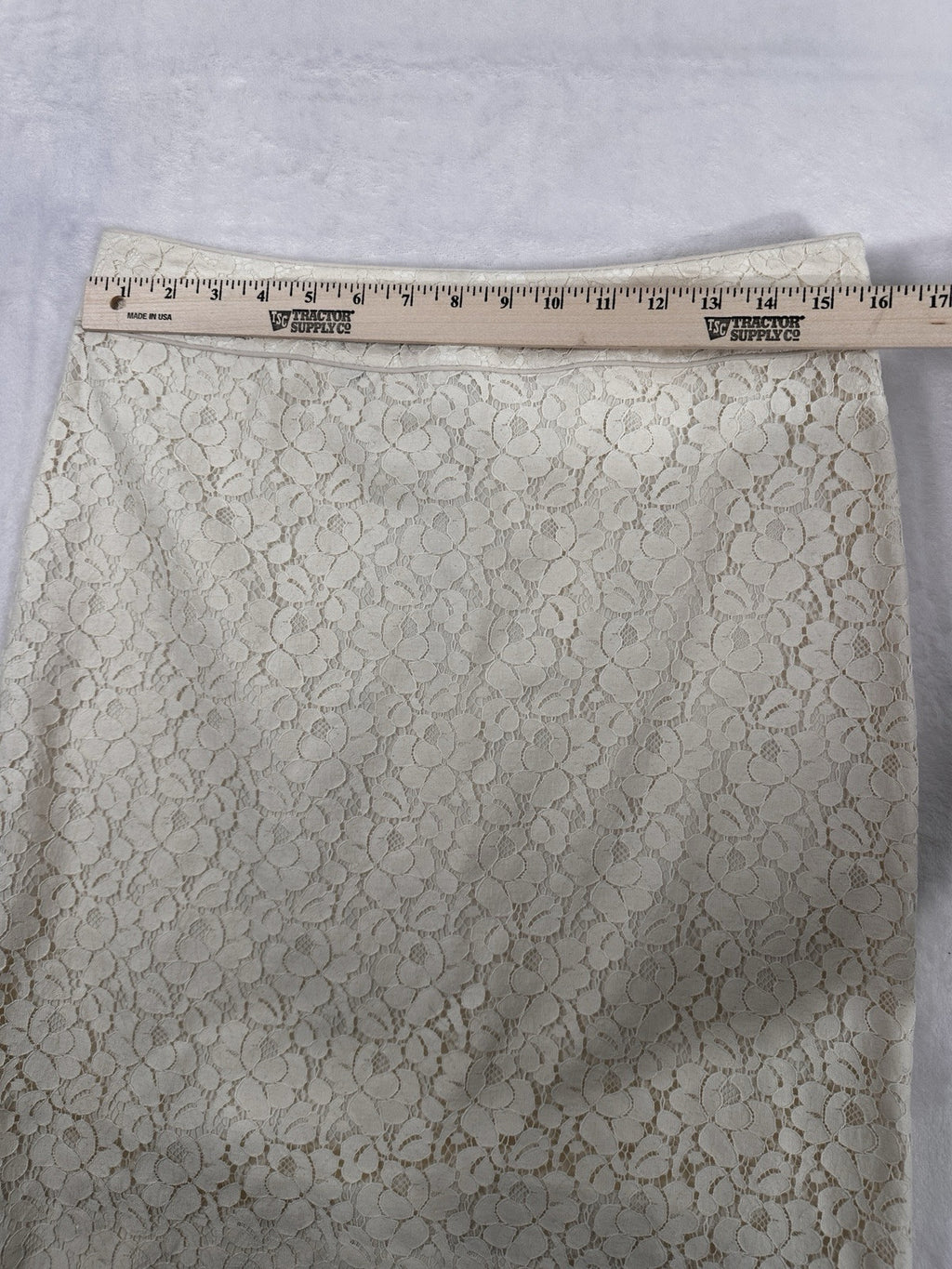 Talbots A Line Skirt 8 Petite Ivory White Lace Overlay Womens 8P