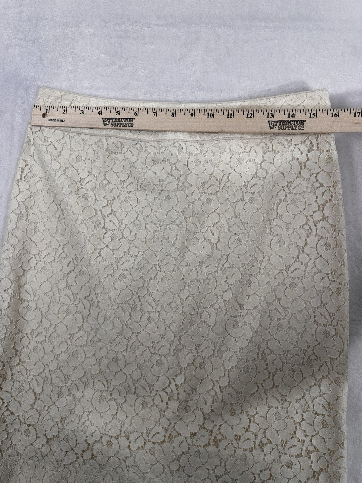 Talbots A Line Skirt 8 Petite Ivory White Lace Overlay Womens 8P