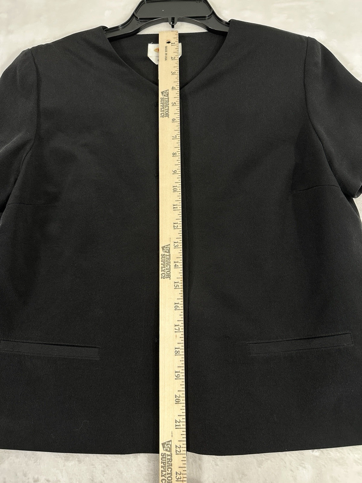 Vintage Talbots Pure Silk Jacket 12 Black Top Buttons Short Sleeve Womens