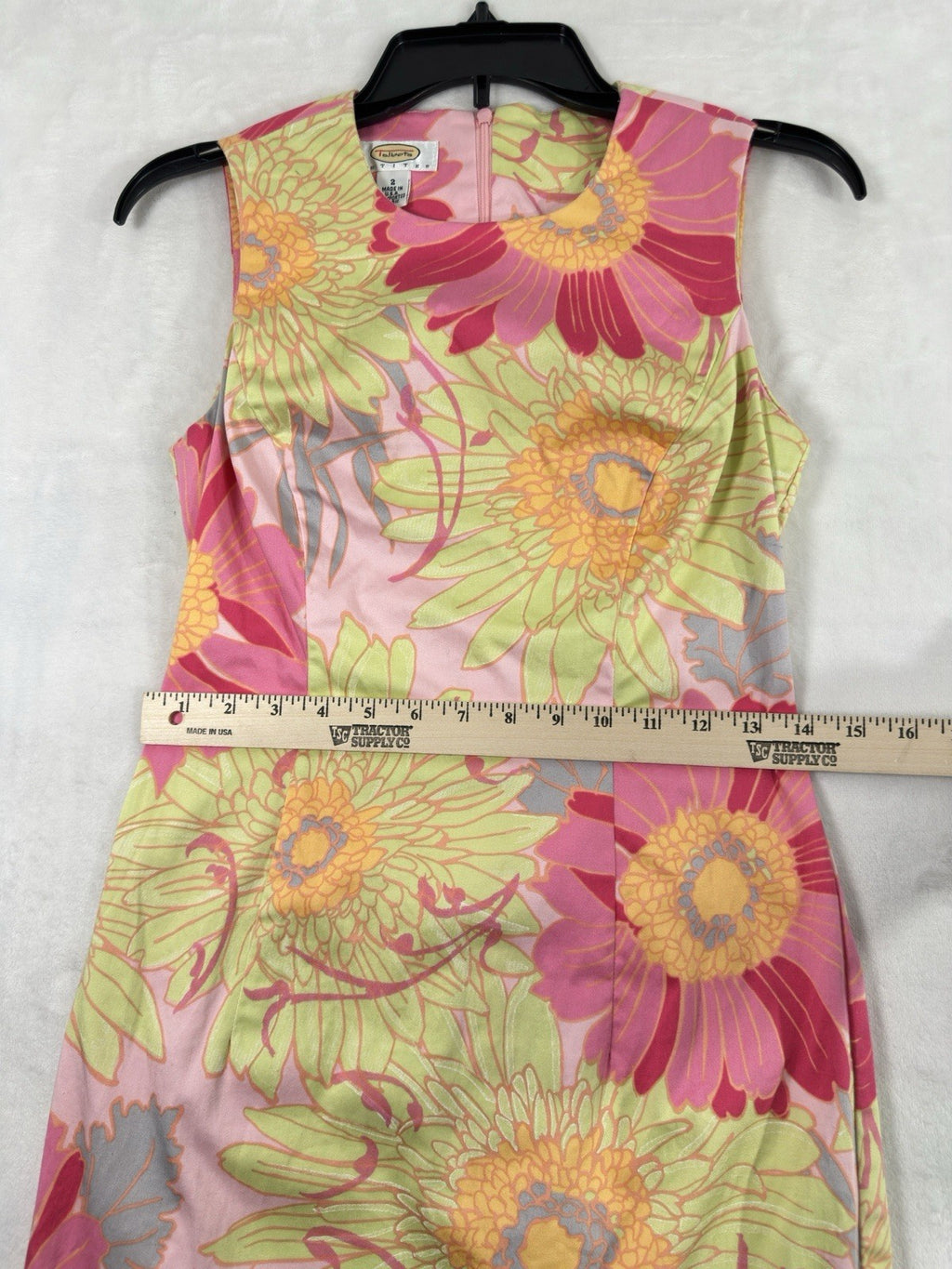 Vintage Talbots Dress 2P 2 Petite Sleeveless Pink Floral Cotton Stretch Short
