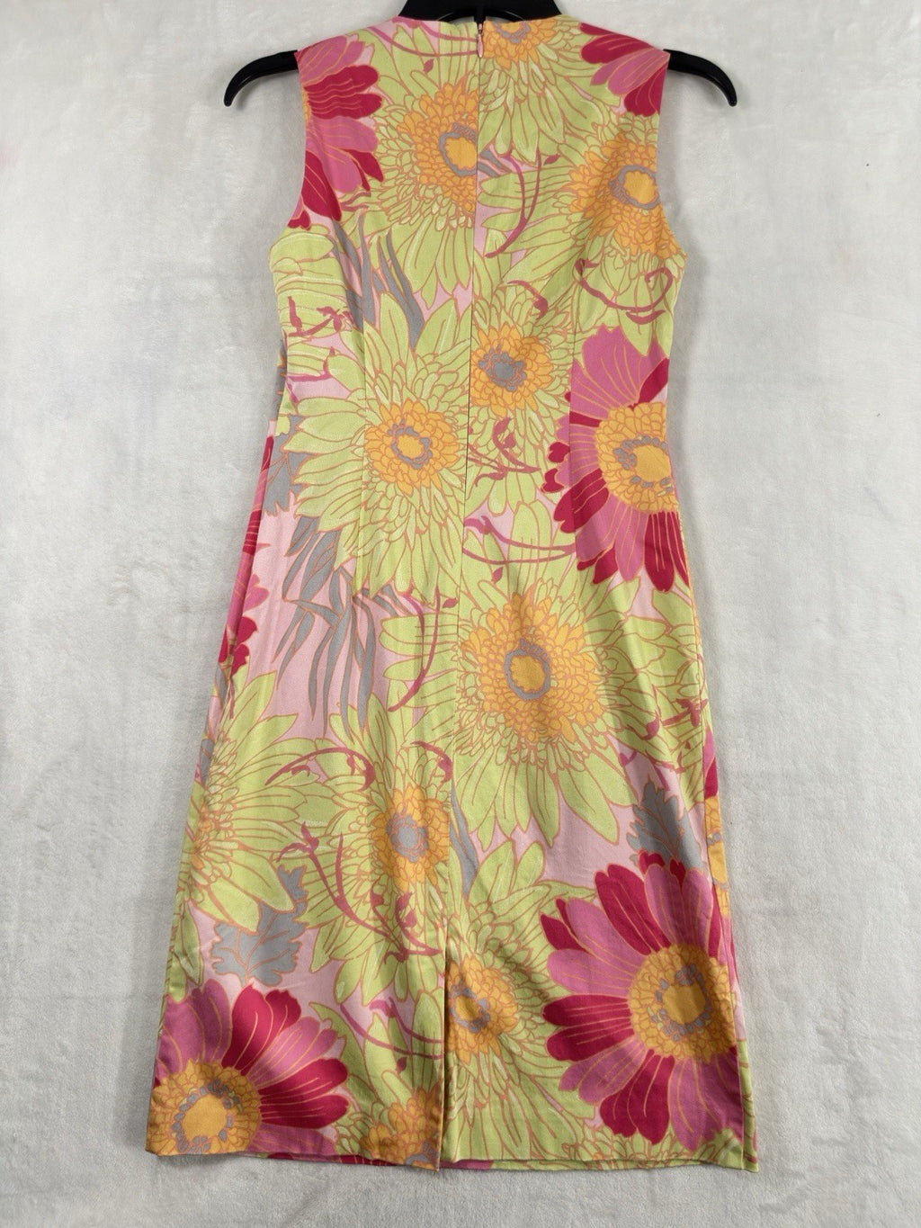 Vintage Talbots Dress 2P 2 Petite Sleeveless Pink Floral Cotton Stretch Short