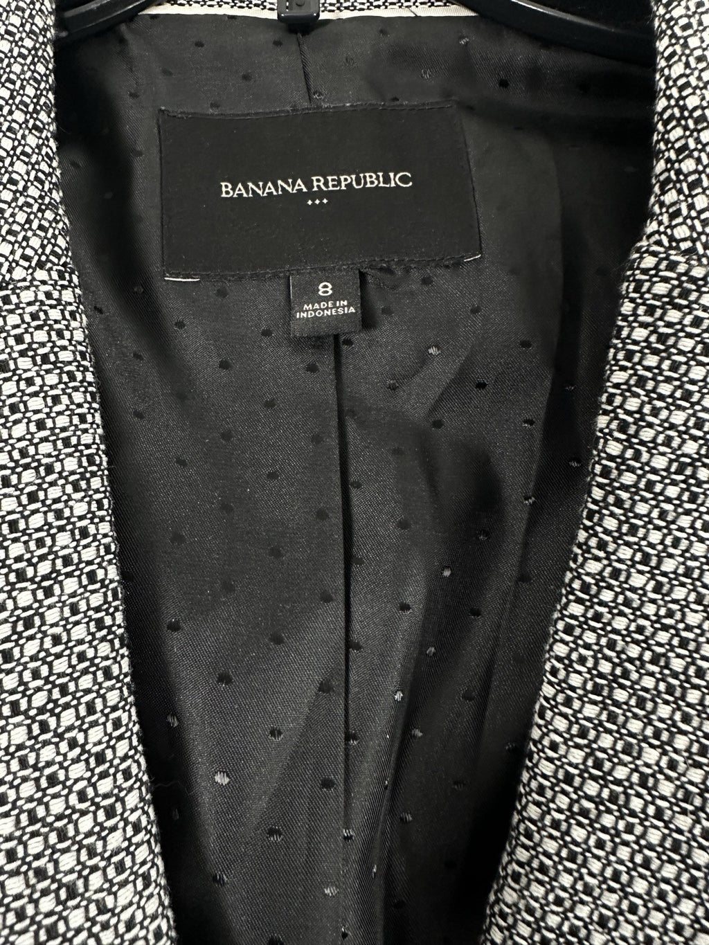 Banana Republic Jacket Size 8 Black White Blazer Womens 2 Silver Buttons