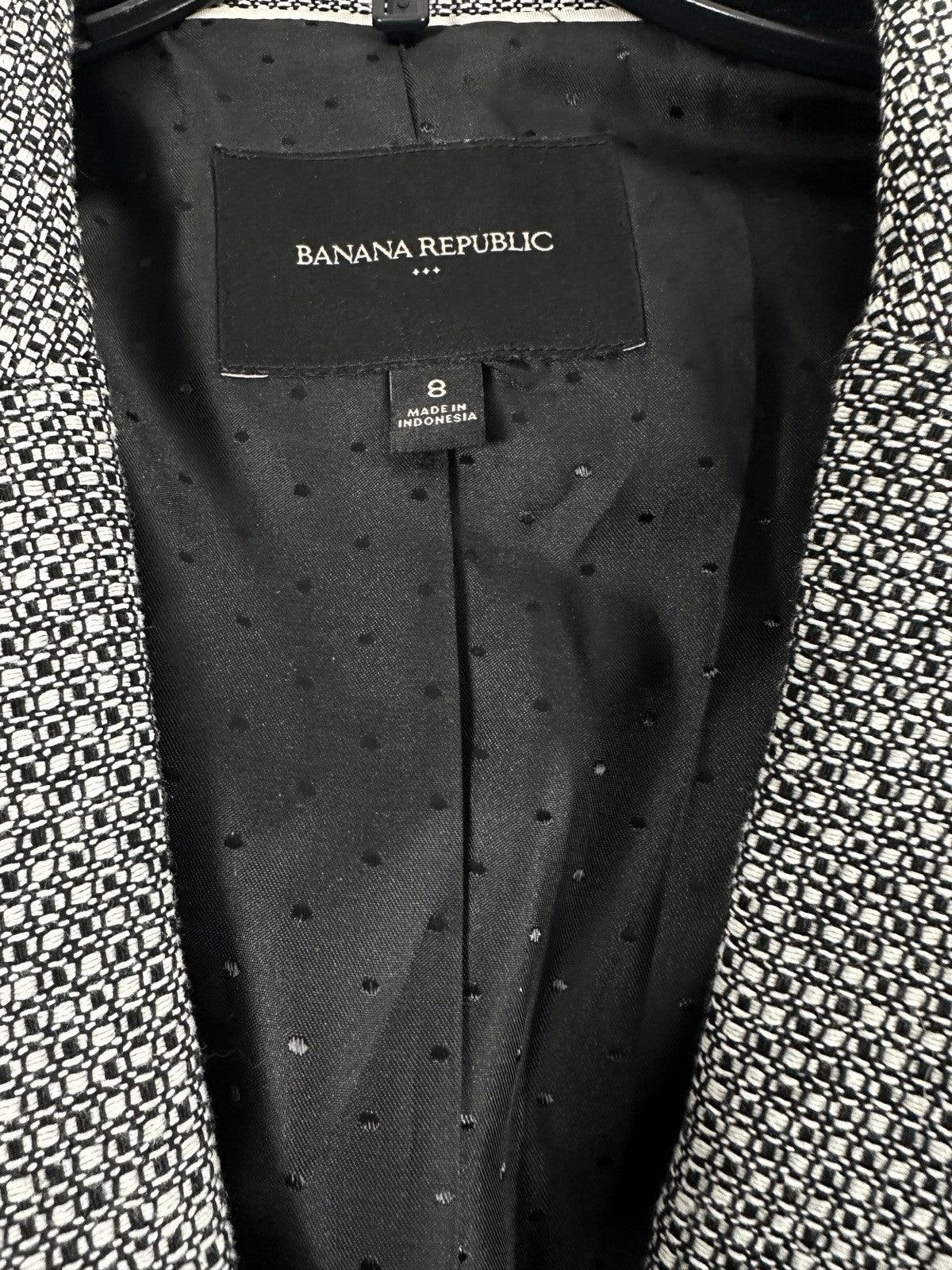 Banana Republic Jacket Size 8 Black White Blazer Womens 2 Silver Buttons