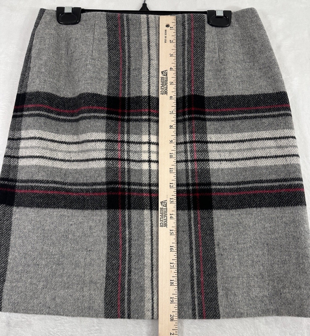 Vintage Talbots Skirt 10 Pencil A-Line Gray Plaid Wool Rabbit Hair Womens