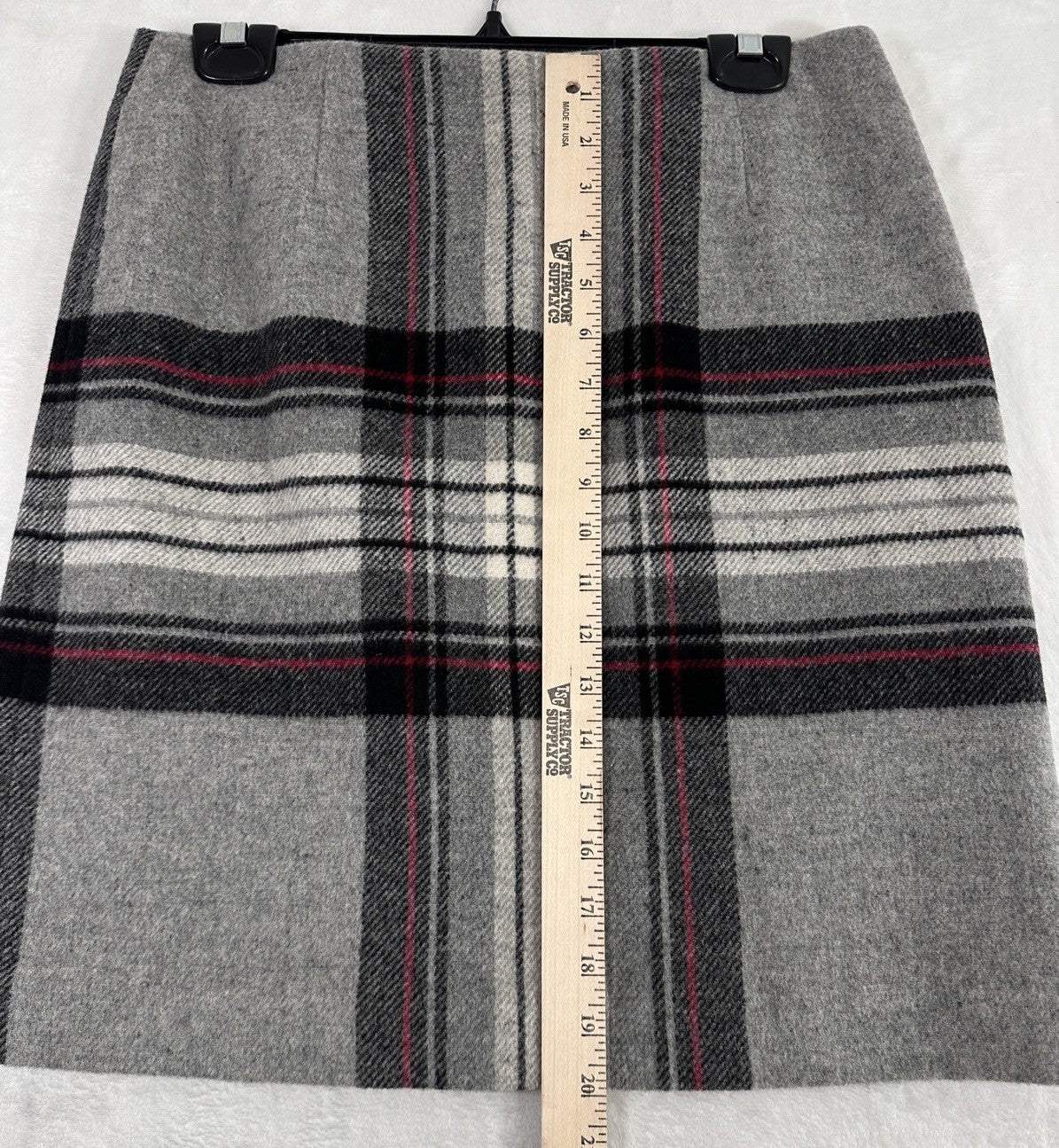 Vintage Talbots Skirt 10 Pencil A-Line Gray Plaid Wool Rabbit Hair Womens