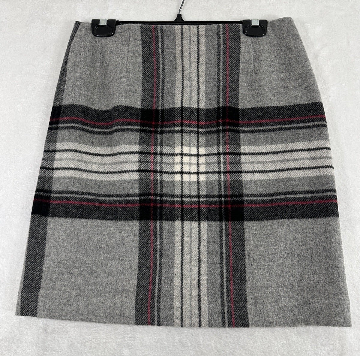 Vintage Talbots Skirt 10 Pencil A-Line Gray Plaid Wool Rabbit Hair Womens