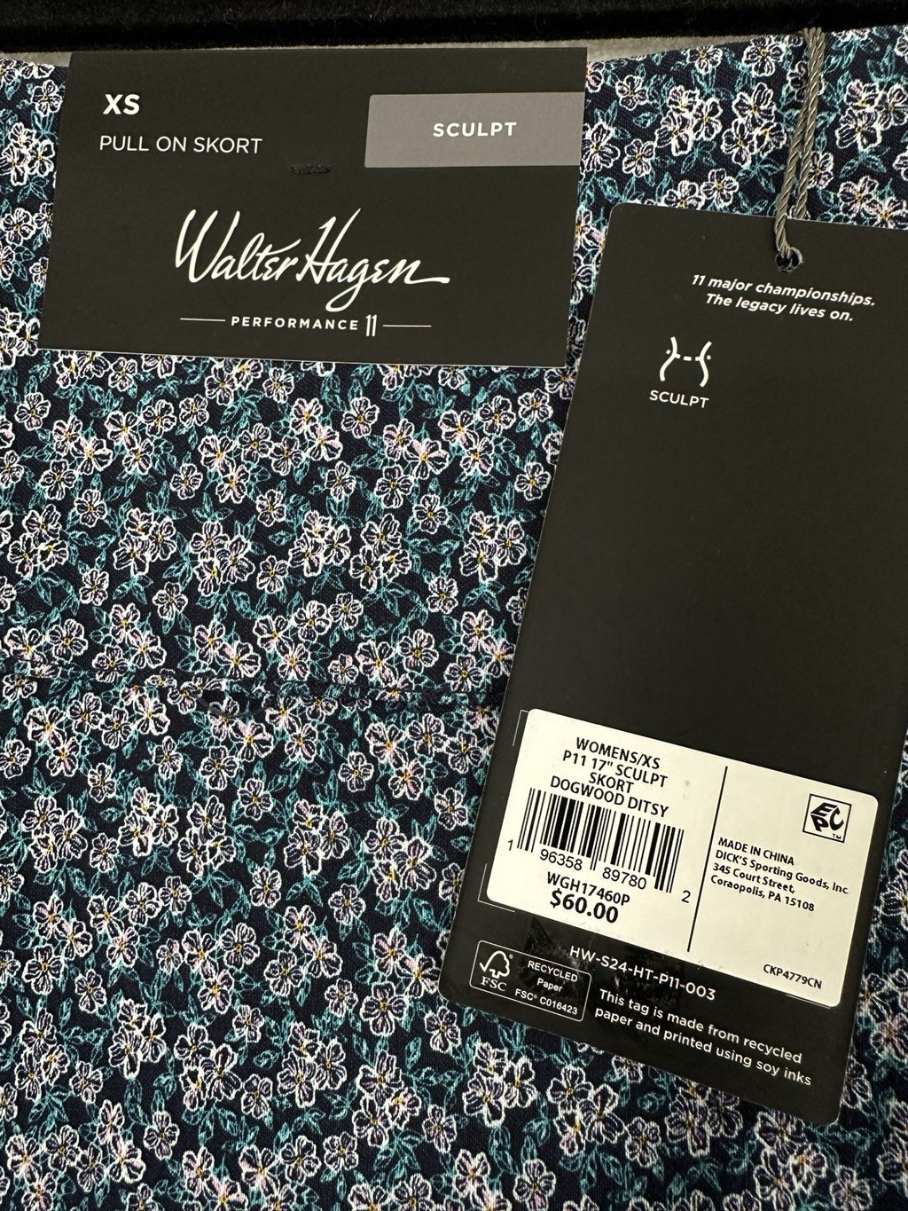 Walter Hagen Golf Skort XS Blue Floral Print Pockets Sculpt Lady Womens NEW