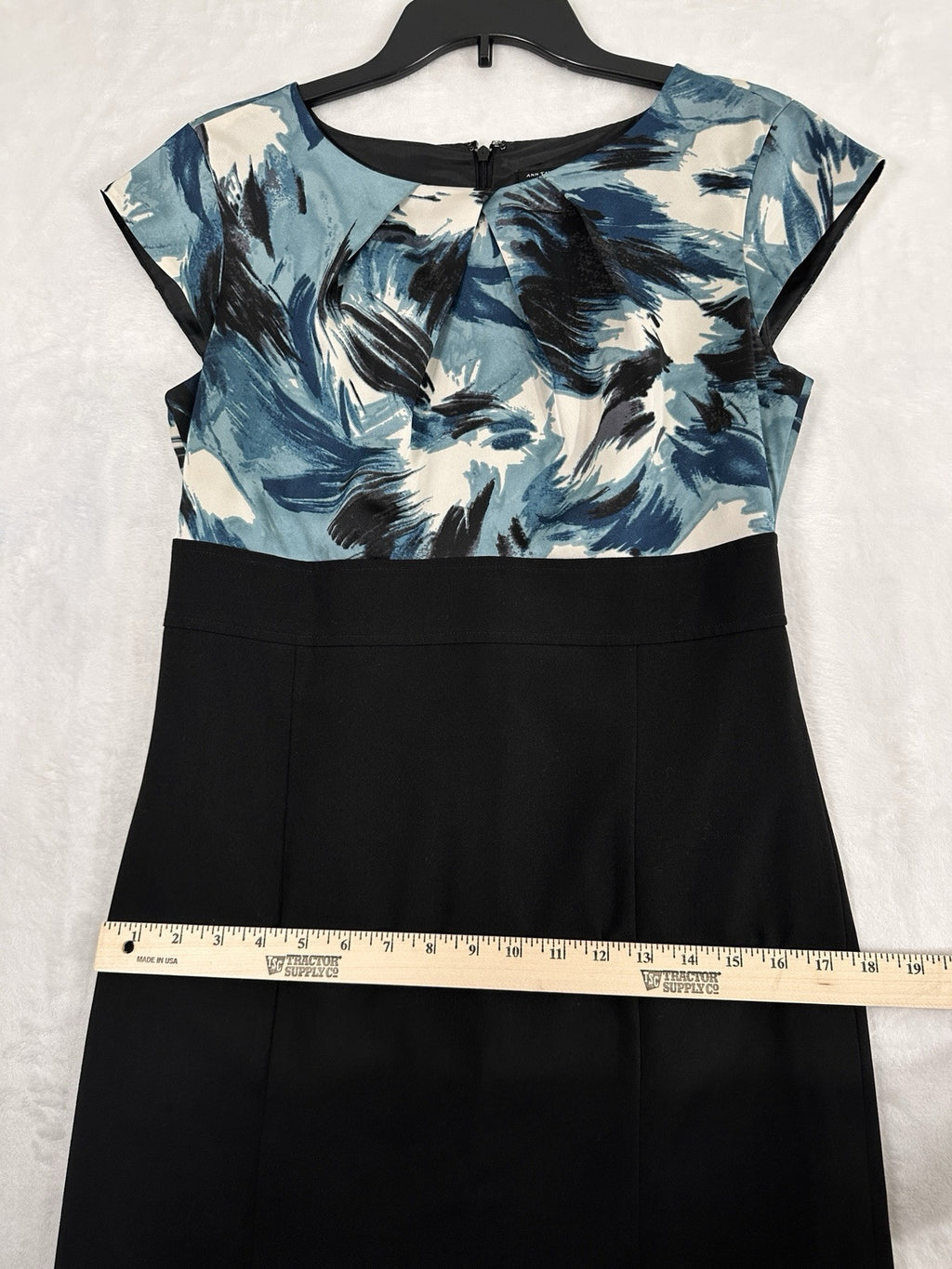 Ann Taylor Dress 4 Black Blue Shift Dress Cap Sleeves Knee Length