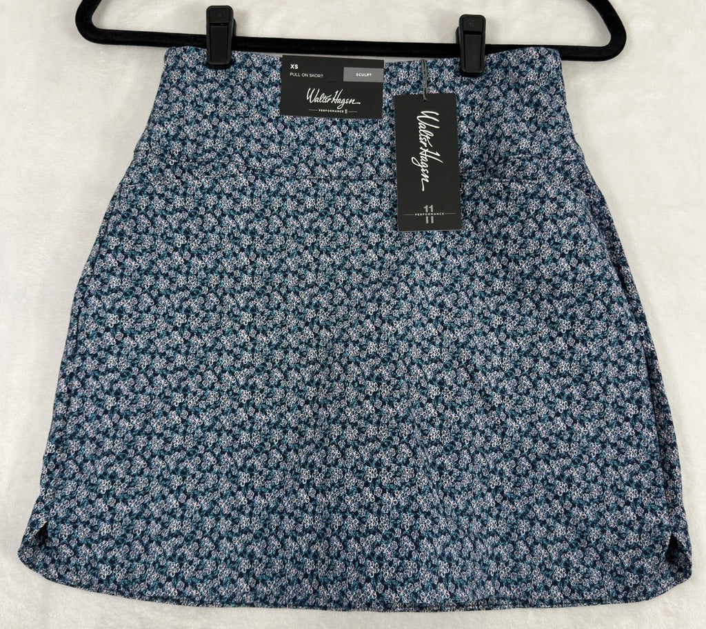 Walter Hagen Golf Skort XS Blue Floral Print Pockets Sculpt Lady Womens NEW