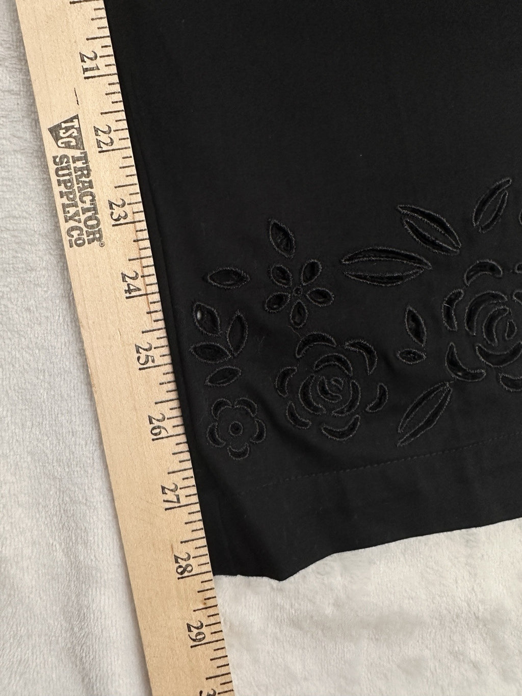 Vintage Talbots 12 Black Pants Floral Cutout Hem Cotton Womens