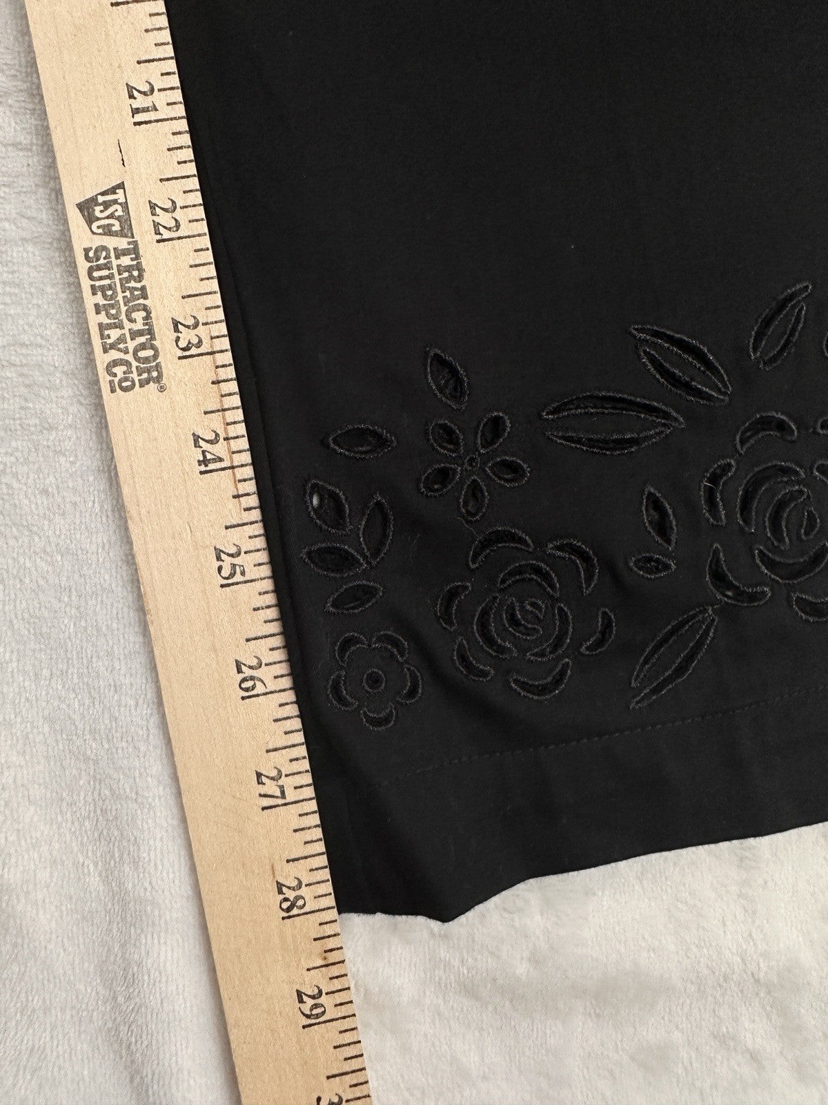 Vintage Talbots 12 Black Pants Floral Cutout Hem Cotton Womens