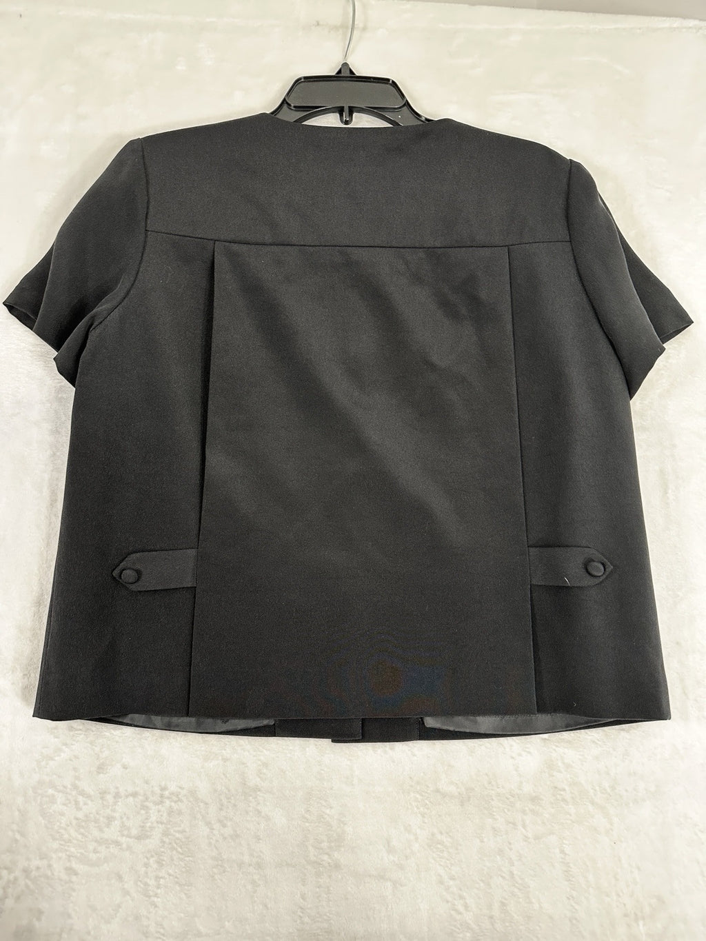 Vintage Talbots Pure Silk Jacket 12 Black Top Buttons Short Sleeve Womens