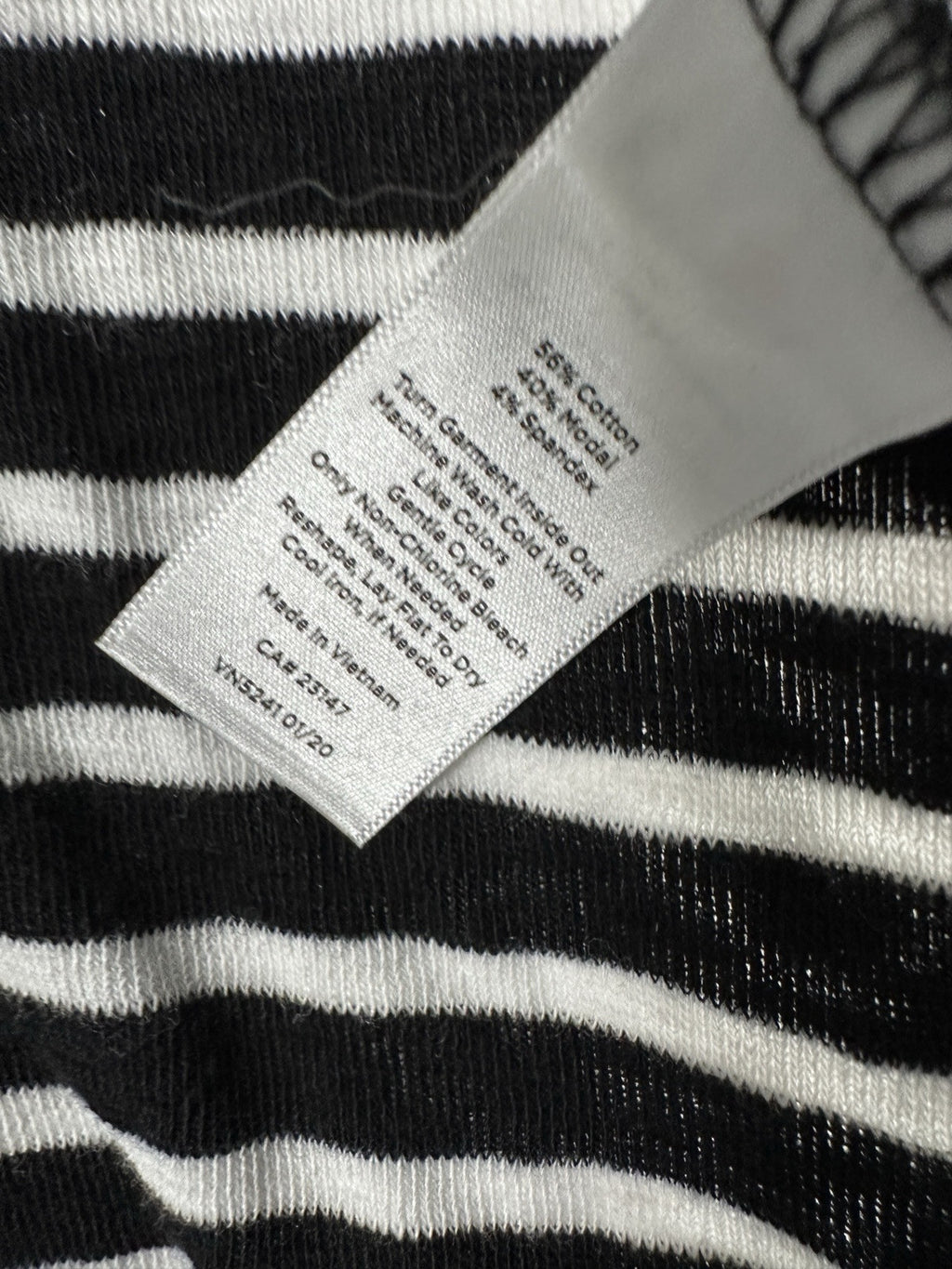 T By Talbots Medium Knit Cardigan Sweater Black White Striped Long Womens