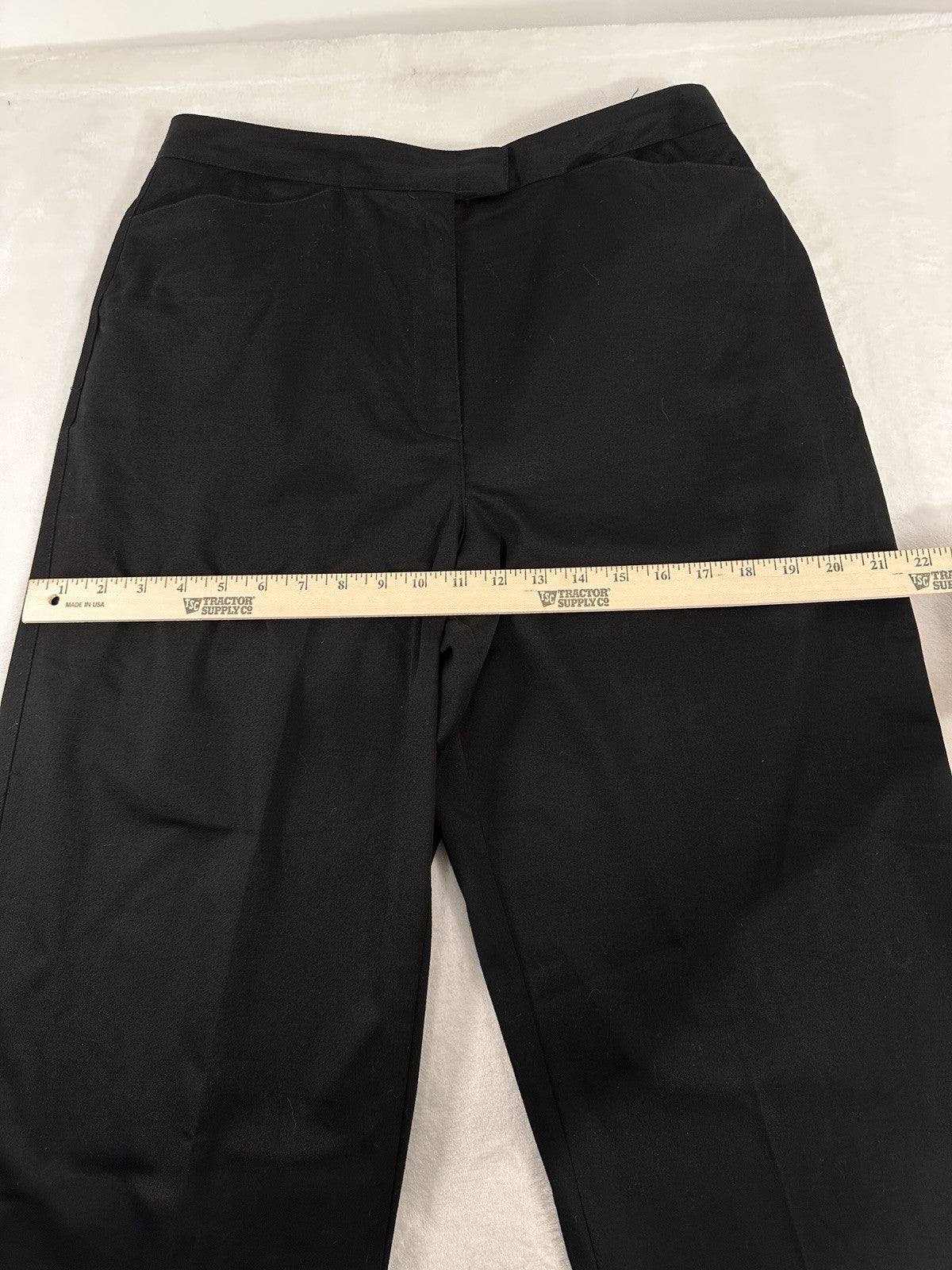 Vintage Talbots 12 Black Pants Floral Cutout Hem Cotton Womens