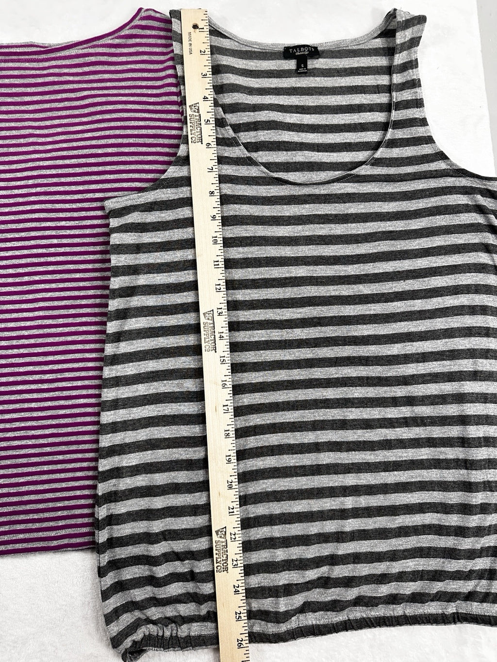 The Talbots Tee Small Lot Tops Long Sleeve Sleeveless Purple Gray Striped Womens